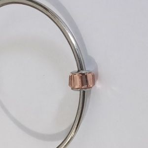 Silver Peach Crystal Spacer Charm for Pandora Style Bracelet